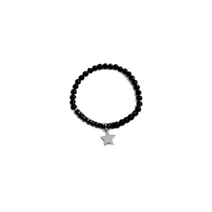 Bracciale elastico in cristallo con ciondolo pentagramma placcato argento, gioielli di moda unisex - Product Image 1