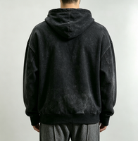 Sweat-shirts et sweats à capuche pour hommes à manches régulières, 100% Coton, avec applique effet vieilli, poche noire, délavé à l'acide et impression numérique style High Street