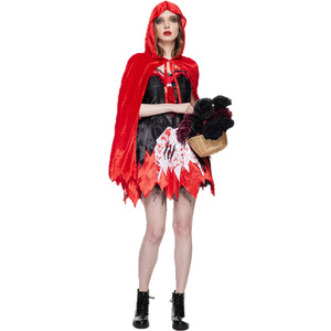 En stock: Nuevo disfraz clásico de Caperucita Roja sangrienta y aterrador para Halloween, ideal para actuaciones escénicas, venta al por mayor. - Product Image 1