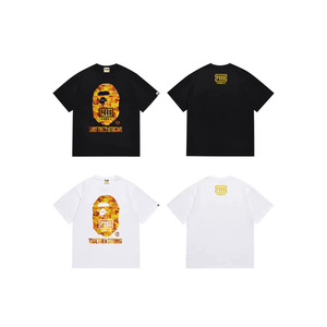T-shirt unisexe à manches courtes et col rond <span class=keywords><strong>BAPE</strong></span> 2026 avec motif tête d'éléphant et camouflage singe pour homme – Collection été transfrontalière - Product Image 5