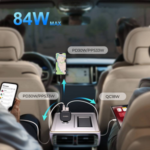 Chargeur de voiture rétractable SUNDA 84W en gros, charge rapide pour téléphone, adaptateur de voiture 3-en-1 USB QC30W PD30W PPS33W - Product Image 6