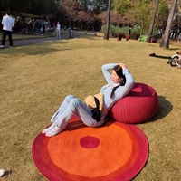 Pouf gonflable d'extérieur moderne en polyester, fait main, pour chambre et salon