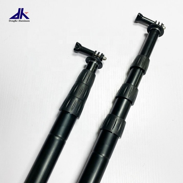 Custom 160cm 4 Sections Anodized Black Color Camera Stick with Strong Aluminum Twist Lock Telescopic Pole