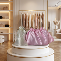Pochette cadeau personnalisée de haute qualité avec logo imprimé, en tissu satiné couleur bonbon, sac à bijoux anti-poussière avec cordon de serrage, impression numérique et gaufrage