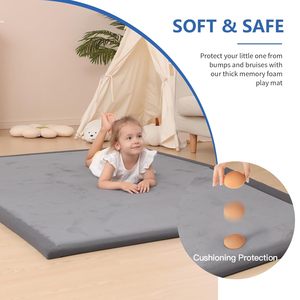 Memory Foam Tummy Time <strong>Mat</strong> <strong>Soft</strong> Coral Velvet Nursery Rug Large Non Slip Crawling Tatami for Infants <strong>Mat</strong> Baby Play <strong>Mat</strong> for <strong>Floor</strong> - Product Image 4