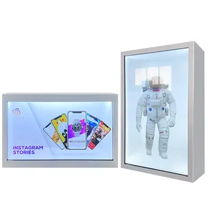 Transparenter bildschirm display schrank schmuck auslage 3d elektronisches display transparente werbemaschine display
