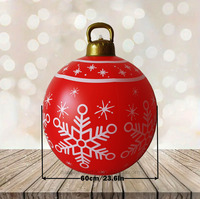 Boule de Noël gonflable en PVC moderne de 23,6 pouces, imperméable, écologique, imprimé flocon de neige, décorations de Noël pour l'extérieur et la maison
