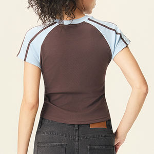 T-Shirt Crop Top Aderente Sexy Stile Y2K per Donne, Magliette Corte Semplici con Grafica Minimalista - Product Image 2