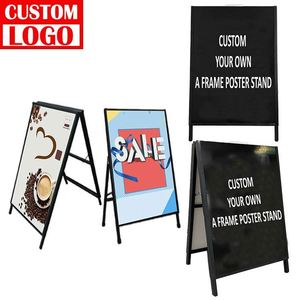 Advertising Display Black Aluminum Double Side a Frame Poster Display Stand Medal A-Frames for Double Sided Open House Signs - Product Image 1