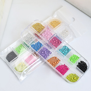 Nail Art <span class=keywords><strong>Macaron</strong></span> Style 12 Grille <span class=keywords><strong>Macaron</strong></span> Colorful Steel Beads Mixed Sizes Small Steel Balls for DIY Nail Decoration Accessories - Product Image 2