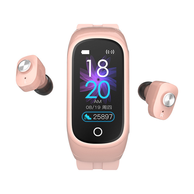 Heart Rate Fitness Tracker Blood Pressure Monitor Smartwatch 2 in 1 Earphone Men Women Smart Watch N8