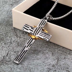 yunnique Stainless Steel <b>Cross</b> Pendant Necklace With Crown Of Thorns For Men Fashion Jewelry Gift Party Occasion - Product Image 2