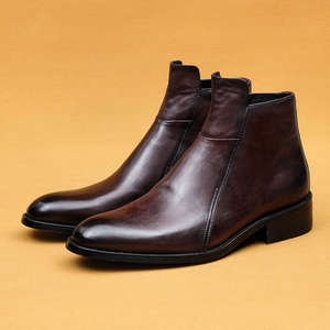 Botas Chelsea Clásicas de Lujo para Hombre, Parte Superior de Goma, Vestimenta Formal de Negocios, Botines de Oficina Casuales, Cómodas y Transpirables - Product Image 1