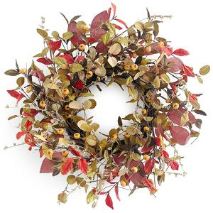 Guirlande de fleurs artificielles colorées, feuilles d'eucalyptus artificielles, couronnes et anneaux pour la décoration de la maison ou de mariage - Product Image 5