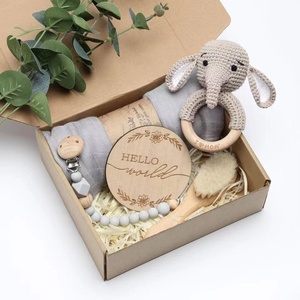 Edredón Lovey para bebé, manta de seguridad, regalo, sonajero de madera de ganchillo, peine, soporte para chupete, manta envolvente de muselina de algodón de Bambú - Product Image 4