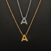 Personalizado alfabeto letras iniciales nombre 316 Acero inoxidable Pvd joyería de moda collar no deslustre clavícula cadena collar mujeres