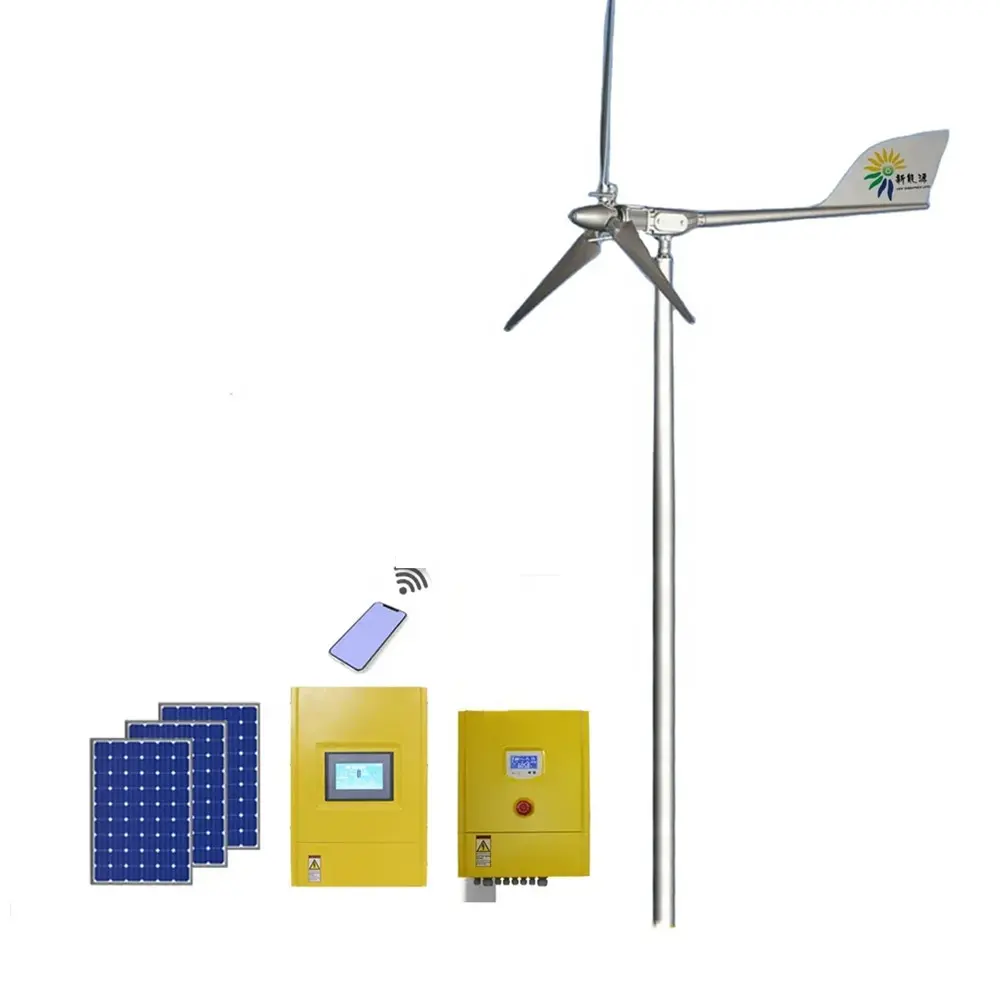 5 kw windkraftanlage mit horizontaler achse mit niedriger start-windgeschwindigkeit steigungskontrolle magnetgenerator 48 v 380 v 230 v hybridsystem