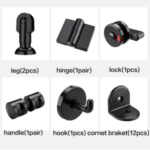 Xinshengfa Bathroom Partition Hardware Kit Black Nylon Support Legs Hinges Locks <b>Brackets</b> For Public Restrooms - Product Image 3