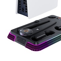 Station de charge multifonction personnalisée, support de charge de ventilateur de refroidissement à lumière colorée RVB pour Ps5 Slim