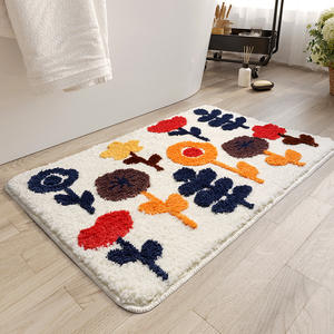 Tapis de bain floral rectangulaire Wan Xinlong, antidérapant, absorbant, séchage rapide, imitation cachemire, lavable en machine, tapis de salle de bain pour la maison - Product Image 3