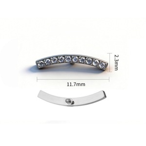 Clous de lèvre en alliage de titane et zirconium blanc 11,7 mm, sertissage en canal, forme géométrique, bijoux de piercing pour soirée - Product Image 1