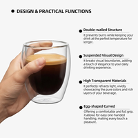 Gobelet en verre à double paroi 300 ml / 10,25 oz, tasse isotherme en borosilicate pour café glacé, thé, jus, maison, café, bureau