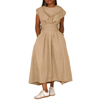 Robe décontractée populaire et élégante pour femme, couleur unie, col rond, coupe ample, en nylon tricoté, collection 2026