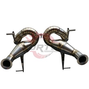 Échappement arrière Vortex Raw Titanium non-résonné pour Lamborghini Aventador SVJ LP770 6.5L avec doubles sorties d'échappement argentées - Product Image 3