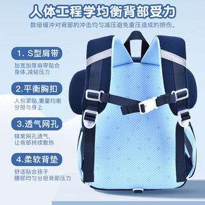 Cute Cartoon Elephant Backpack For Toddlers Lightweight Diving Cloth Anti Lost School Bag 2-4 Years Unisex Royal Blue - Product Image 5