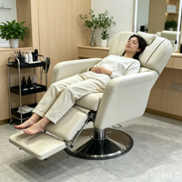 Fauteuil de Barbier Électrique Professionnel Minimaliste avec Pompe Hydraulique Durable et Inclinable en Similicuir pour Salon de Coiffure
