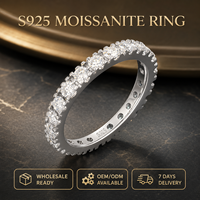 Exquisito Anillo de Compromiso y Matrimonio para Mujer de Plata de Ley 925 con Moissanita VVS de 2.5mm y Certificación GRA