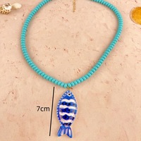 Collier de perles de poisson fait main, style européen-américain, pour l'été, avec pendentif coloré en forme de poisson tropical, pour femme