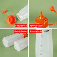 Bouteilles en plastique transparentes à presser avec bec verseur pointu, bouteille à sauce, distributeur de vinaigrette pour cuisine et restaurant