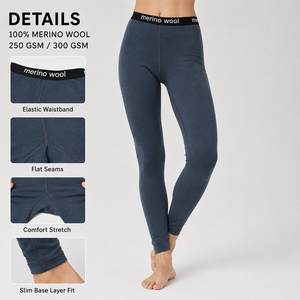<b>Wool</b> Thickened Women's Outdoor Hiking Trekking Long Pants Thermal <b>Base</b> <b>Layer</b> Leggings Custom Logo Premium Warm Soft Winter Botto - Product Image 3