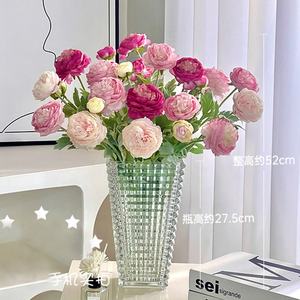 JCF339 Decoraciones de Boda Flores Artificiales Flores de Seda Peonías Artificiales <span class=keywords><strong>Tallo</strong></span> Flocado 3 Cabezas Ranúnculos - Product Image 2