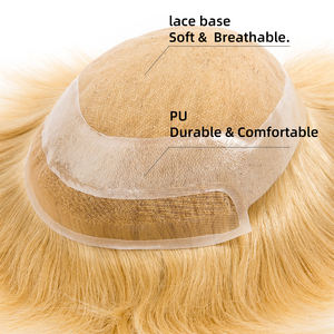 BLT precio barato Natural duradero 6 pulgadas de longitud 8*10 pulgadas encaje francés con Base de PU Sistema de reemplazo de cabello humano virgen tupé para hombres - Product Image 3