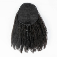 Extensions de queue de cheval à cordon de serrage en cheveux humains vierges 100% naturels, afro crépus bouclés, haute qualité, très demandées