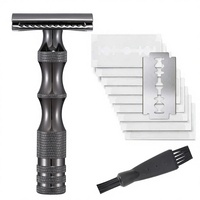 Rasoir manuel vintage pour homme, modèle DSR07, avec manche en métal, pour le rasage du visage et du cou