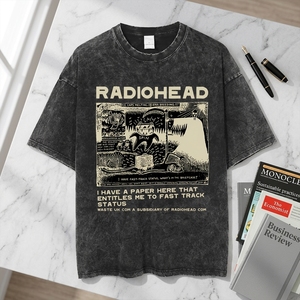 Factory Custom Men T-<strong>shirt</strong> Bends Vintage Letter Pattern 100% Cotton Washed Short Sleeve Regular Fit Breathable Unisex T-<strong>shirt</strong> - Product Image 4