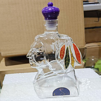 Carafe à vin en verre transparent de 300 ml, mini carafe artisanale en verre borosilicate de haute qualité, tête de dragon, pour brandy, whisky, tequila, vodka