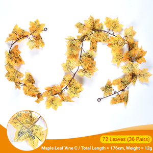 Guirlande de feuilles d'érable artificielles en soie de 245 cm, 36 feuilles, pour décoration d'automne, réaliste et naturelle, pour extérieur, remise de diplôme, fête des pères - Product Image 6