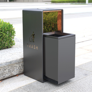 Ufficio pubblico commerciale moderno di lusso in <span class=keywords><strong>metallo</strong></span> doppio strada in acciaio inox per esterni <span class=keywords><strong>bidone</strong></span> della spazzatura per interni per hotel - Product Image 1