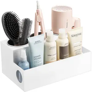 Factory Wholesale Custom White Acrylic Hair Styling Tool Organizer Blow Dryer Holder Caddy Storage for Hair Brush