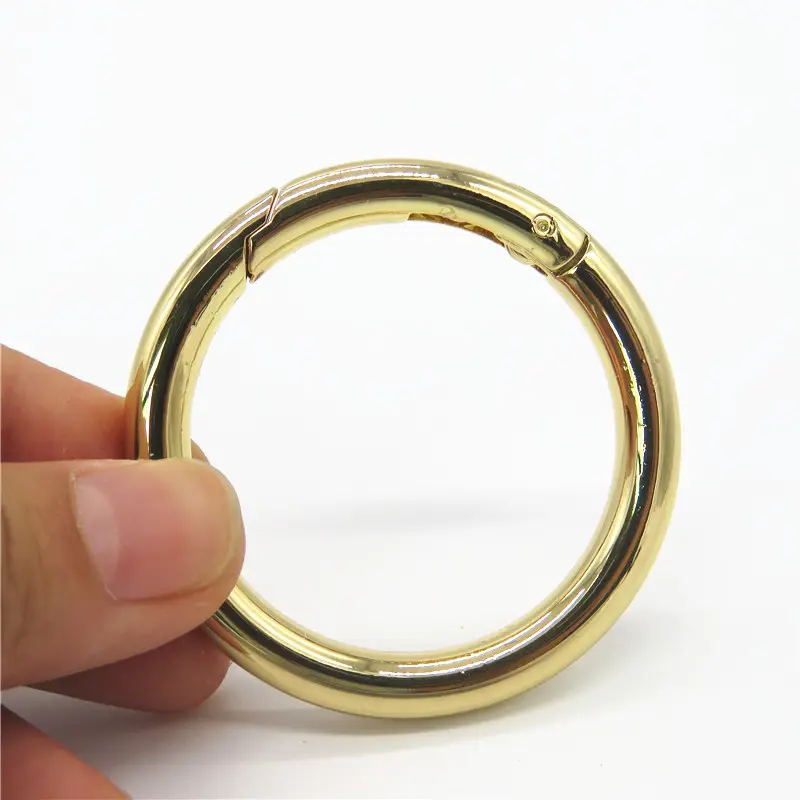 Fornitore di Hardware moschettone rotondo in metallo O Ring, fibbia a scatto rotonda con anello per cancello a molla piatta