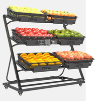 Jiachenxin Nieuw Ontwerp Fruit Display Rack Groente Opvouwbare Multi-Hoek Plank Supermarkt Verplaatsbare Commerciële Schappen