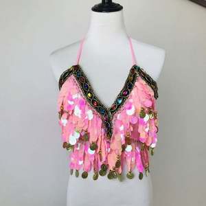 Shiny Sequins Halter <strong>Bra</strong> Top for Ladies Performance Wear on Festival Boho Clubbing <strong>Tribal</strong> Salsa <strong>Belly</strong> <strong>Dance</strong> BH Top - Product Image 2