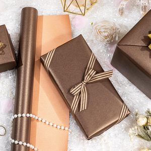 Yarcony Shimmer Chocolate Brown Wrapping Paper 17 In X 33 Ft Solid Color Pearly Lustre Gift <b>Wrap</b> For Versatile Occasions - Product Image 2