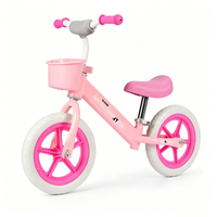 Bicicleta de Equilibrio para Niños con Logotipo Personalizado, Color Rosa y Blanco, con Canasta de Almacenamiento, Asiento Ajustable, Marco de Acero, Suministro al por Mayor