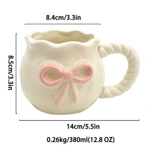 Taza de Café de Cerámica Moderna Pintada a Mano de 330 ml con Relieve 3D, Gres Ecológico con Diseño de Lazo, Idea de Regalo Personalizable - Product Image 4