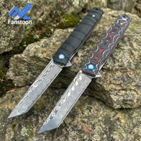 Couteau pliant Fanstoon New Two-Tone G10 Handle, outil tactique en acier Damas pour le camping, la survie et la chasse.